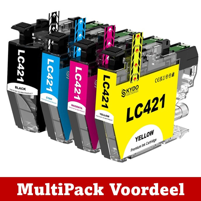 Huismerk LC421XL Brother Inktcartridges | XL Vulling | Flexibele MultiPacks | Haarscherpe afdrukken | 100% compatibel