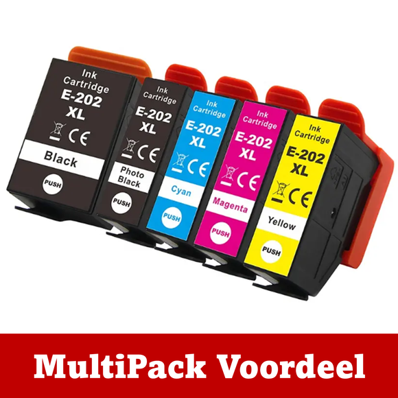 Huismerk 202 XL Epson Inktcartridges | MultiPacks & Los | XL, Meer Prints, Zelfde Cartridge | ISO9001, ISO14001, CE, Rohs |