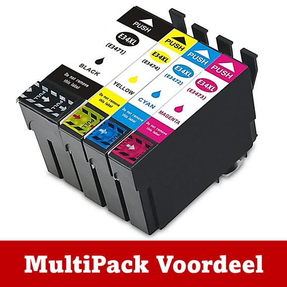 Huismerk 34 XL Epson Inktcartridges | MultiPacks & Los | XL, Meer Prints, Zelfde Cartridge | ISO9001, ISO14001, CE, Rohs |