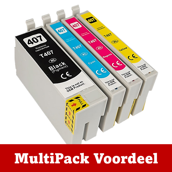Huismerk 407 XL Epson Inktcartridges | MultiPacks & Los | XL, Meer Prints, Zelfde Cartridge | ISO9001, ISO14001, CE, Rohs |