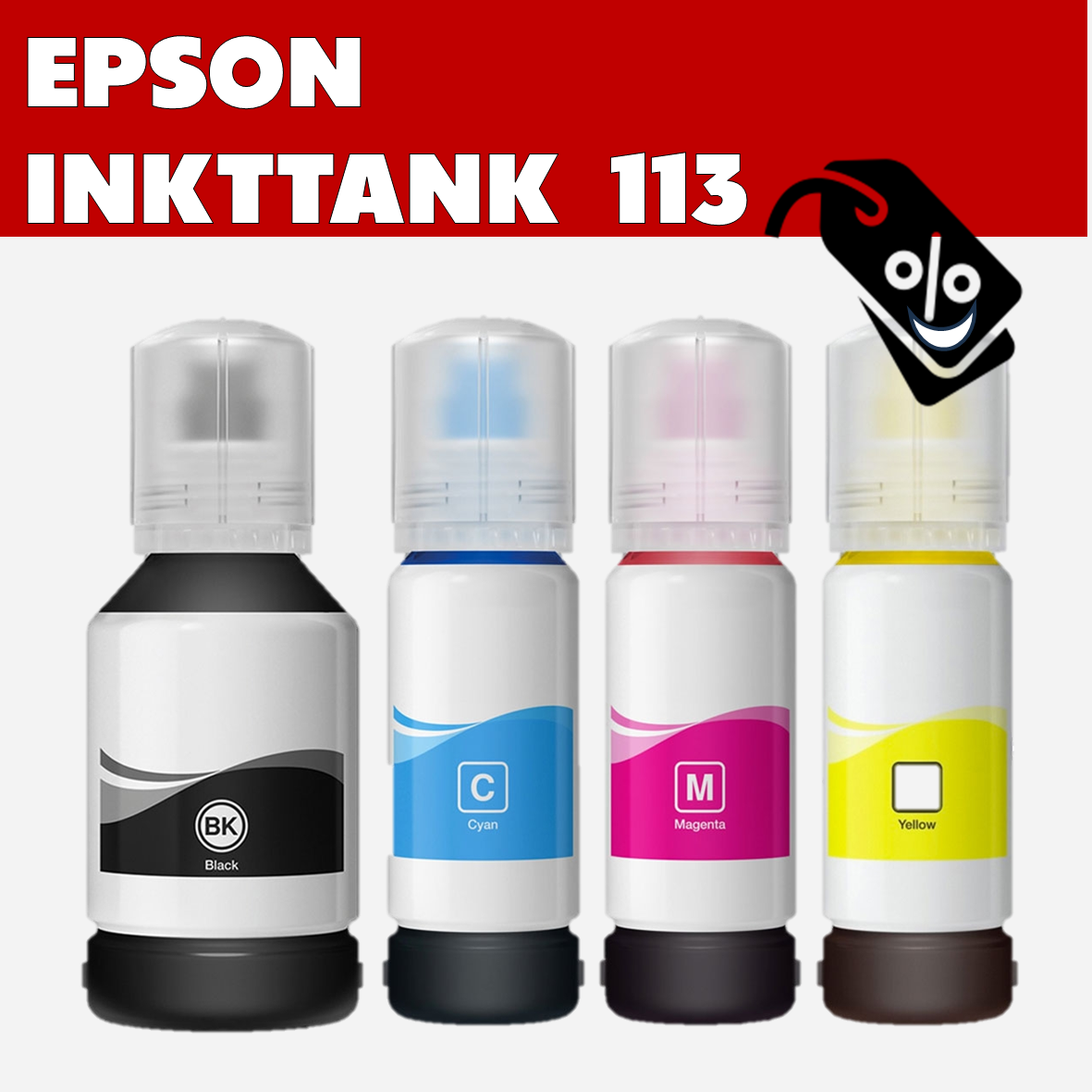 Private Label 113 Ink Bottles for Epson Specific ET Printers (70 ml.) | MultiPacks & Loose | ISO9001, ISO14001, CE, Rohs |