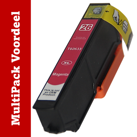 Huismerk 26 XL Epson Inktcartridges | MultiPacks & Los | XXL, Meer Prints, Zelfde Cartridge | ISO9001, ISO14001, CE, Rohs |