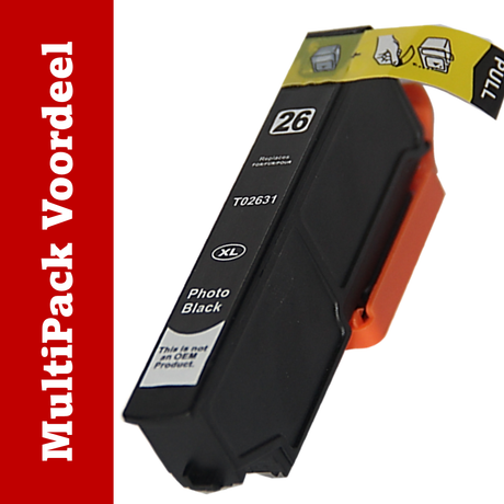 Huismerk 26 XL Epson Inktcartridges | MultiPacks & Los | XXL, Meer Prints, Zelfde Cartridge | ISO9001, ISO14001, CE, Rohs |