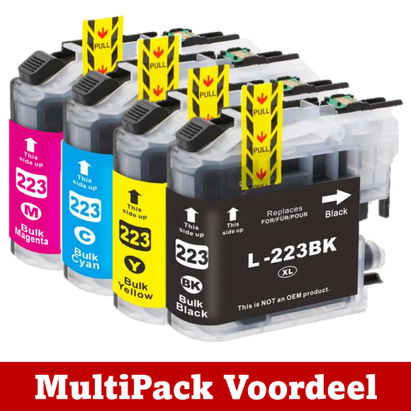 Huismerk LC223/ LC221 XL Brother Inktcartridges | Zwart en Kleuren | MultiPacks & Los | XL Veel Meer Prints, Zelfde Formaat |